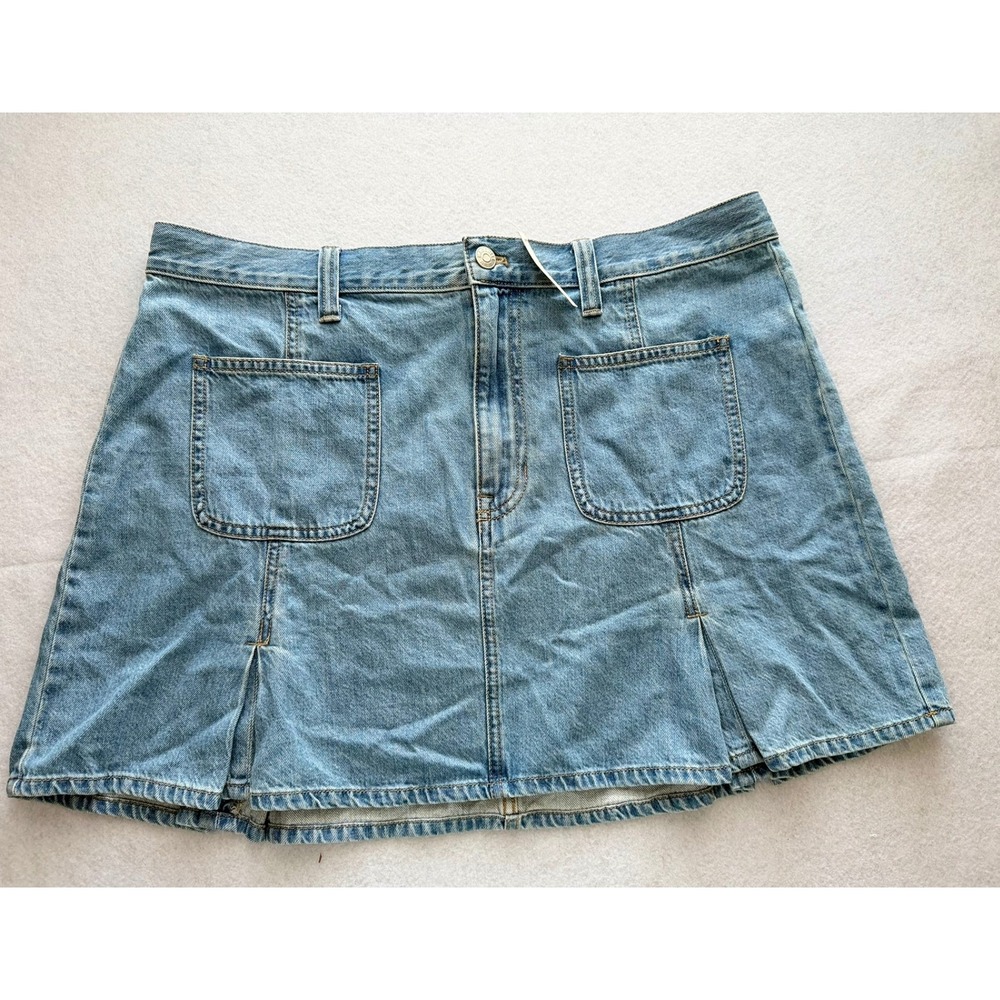 Madewell Pleated Denim Mini Skirt Light Indigo Blue Cotton Size‎ 31 NWT